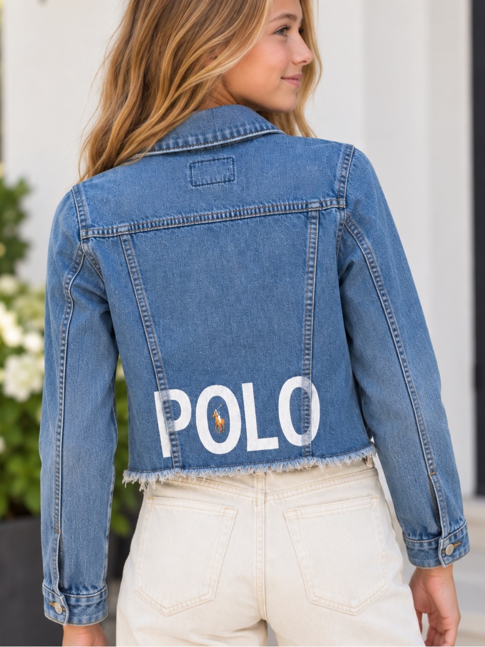 Polo by Ralph Lauren Girls Blue Denim Logo Cropped Jacket